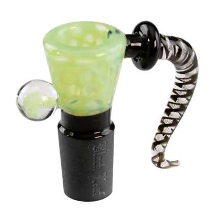 Black Leaf Glass Art Bowl DOTS light green