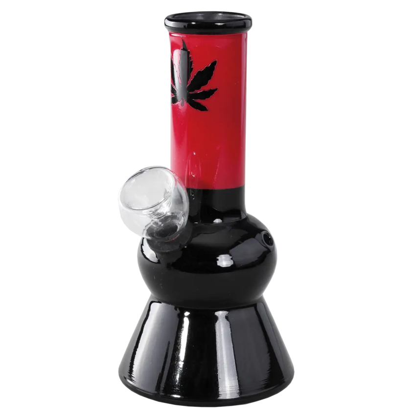 Mini Bong con Hoja de Cáñamo negro