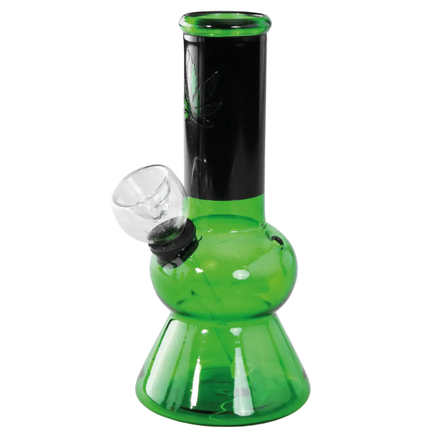 Mini Bong con Hoja de Cáñamo verde