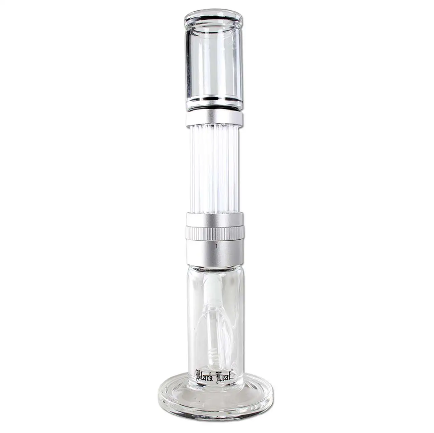 Black Leaf Glass Bong KIT silver