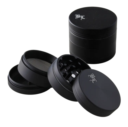 Black Leaf Aluminium Grinder 4-part satin matt