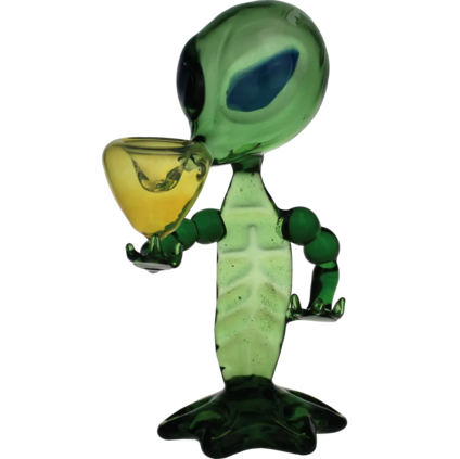 Handpfeife Glas Alien grün/blau/gelb