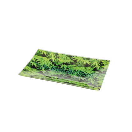 Black Leaf Leaves Rolling Tray aus Glas