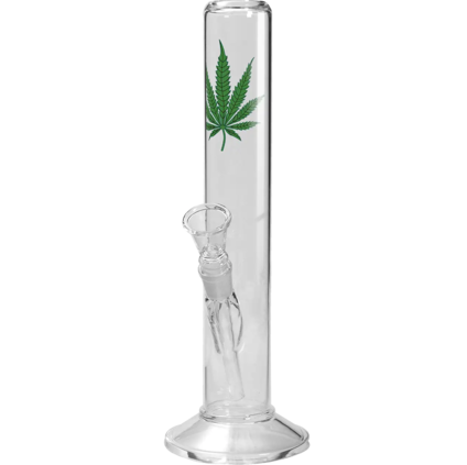 Cilindro Bong de cristal hoja de cáñamo