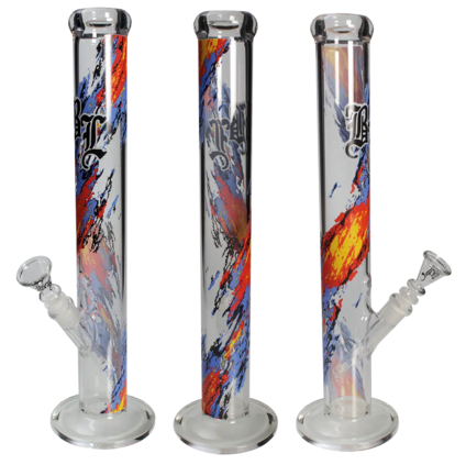 Black Leaf Cylinder Bong Flames