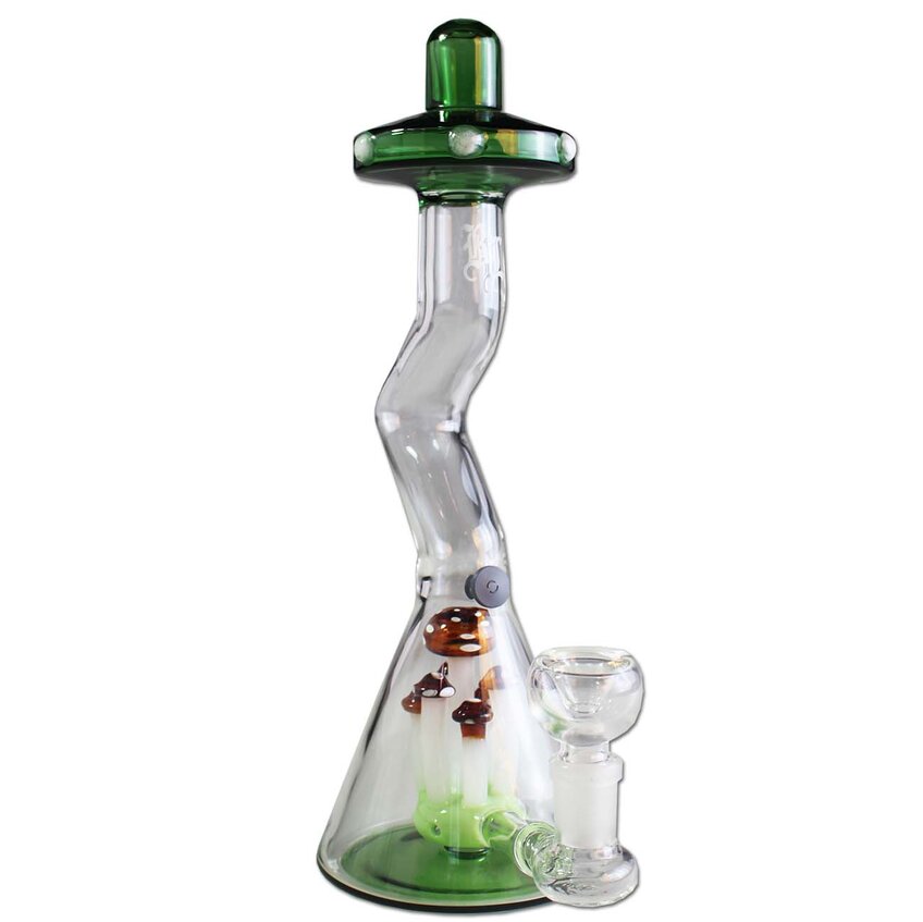 Black Leaf Glass Bong Toadstools